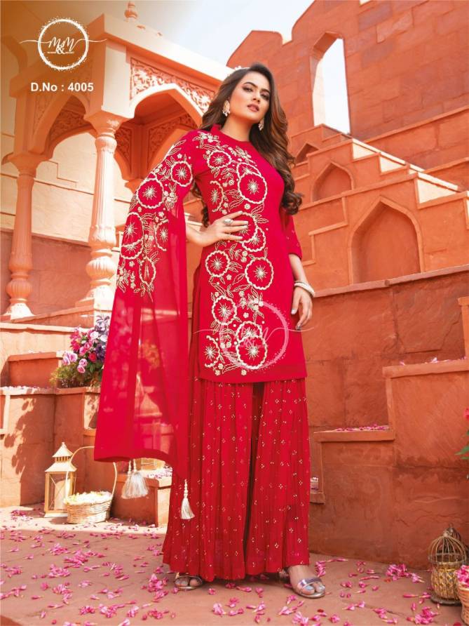 M And M 4005 Fancy Festive Wear Designer Fancy Readymade  Suit Collection